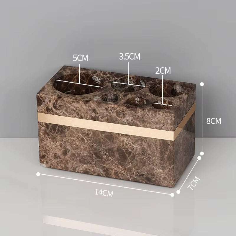 Emperador Dark Natural Marble Bathroom Set Luxury Stone Toothbrush Holder Tooth Mug Soap Dispenser Bathroom Accessories