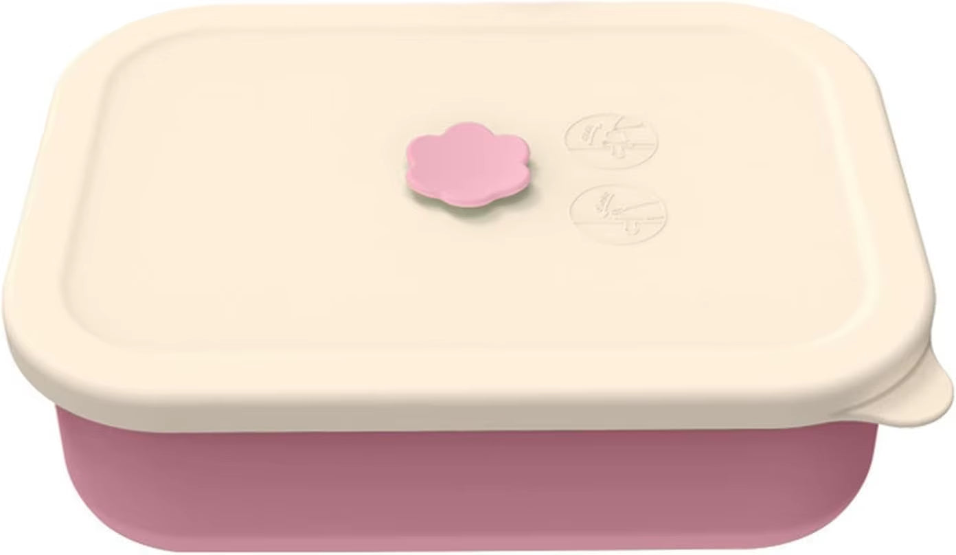 Silicone Leak-Resistant Bento Lunch Box, Reusable Bpa-Free Meal Prep Container with 4 Compartments Microwave Dishwasher and Safe