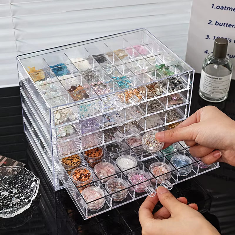 1Pc Acrylic 3-Layer/5-Layer Jewelry Nail Accessories Storage Box, Transparent Ring Jewelry Display Box Room Aesthetic Decoration