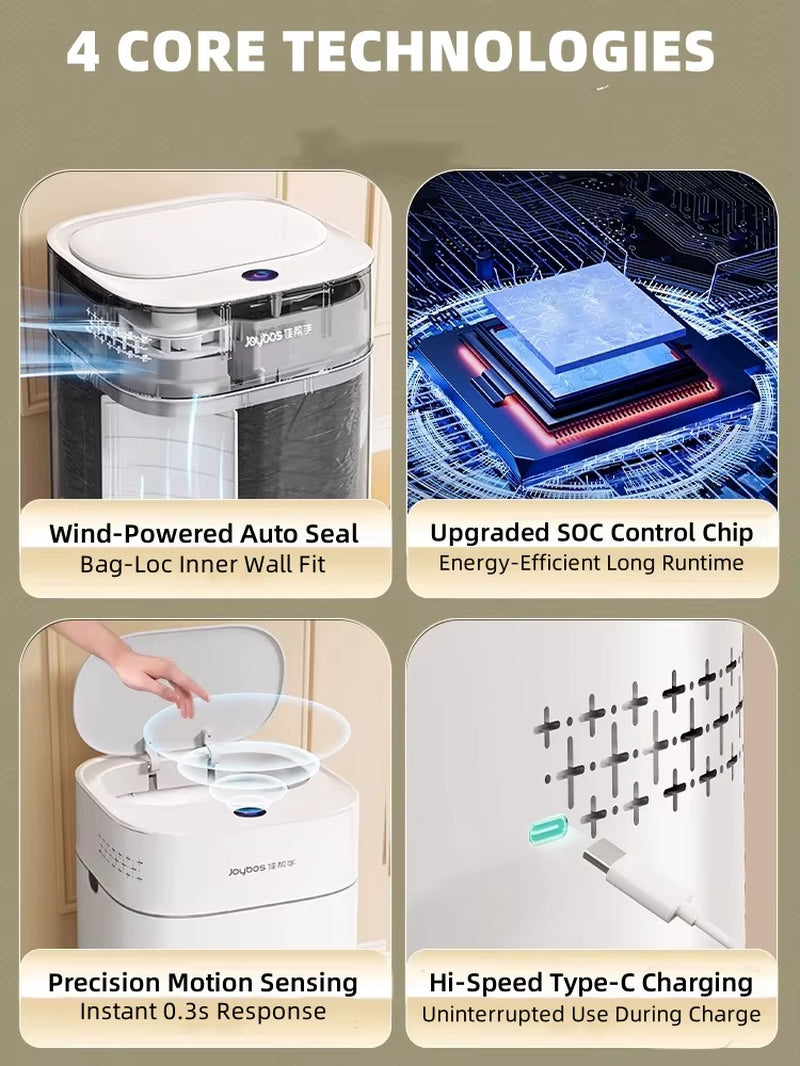 10L Smart Sensing Trash Can Rechargeable Kitchen with Lid Sundry Storage Bucket Bedroom Bathroom Toilet Paper Towel Basket