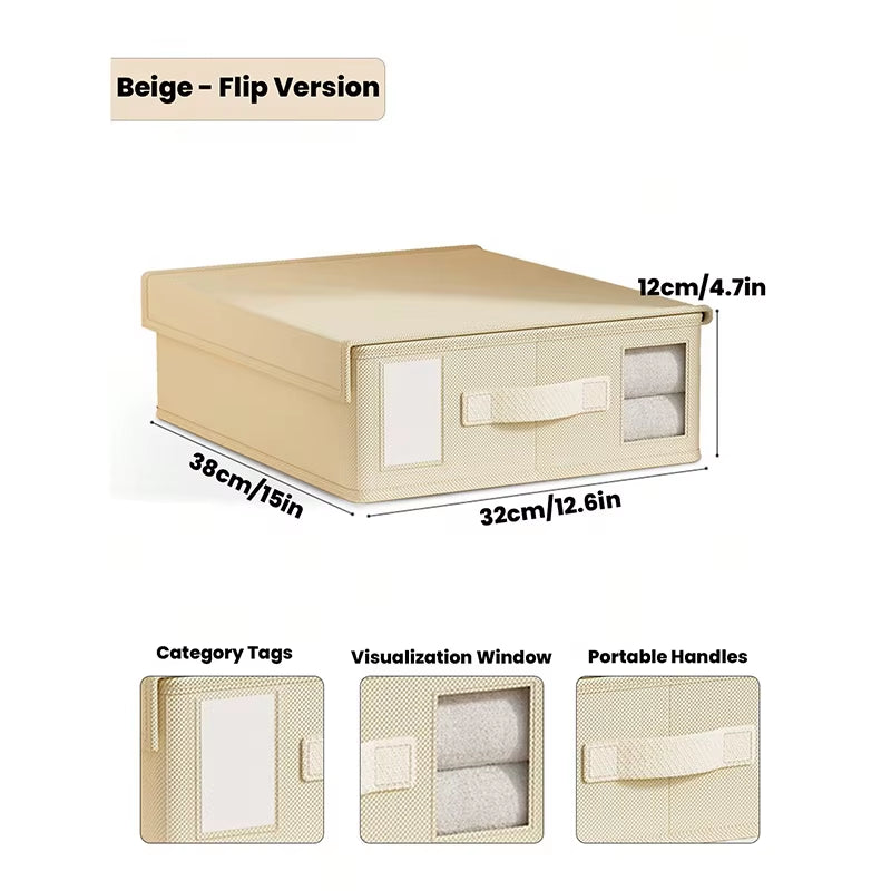 1/2 Pcs Bed Sheet Storage Box with Visible Window and Handle Large Capacity Zipper Sheet Organizer for All Sheet Sizes Foldable
