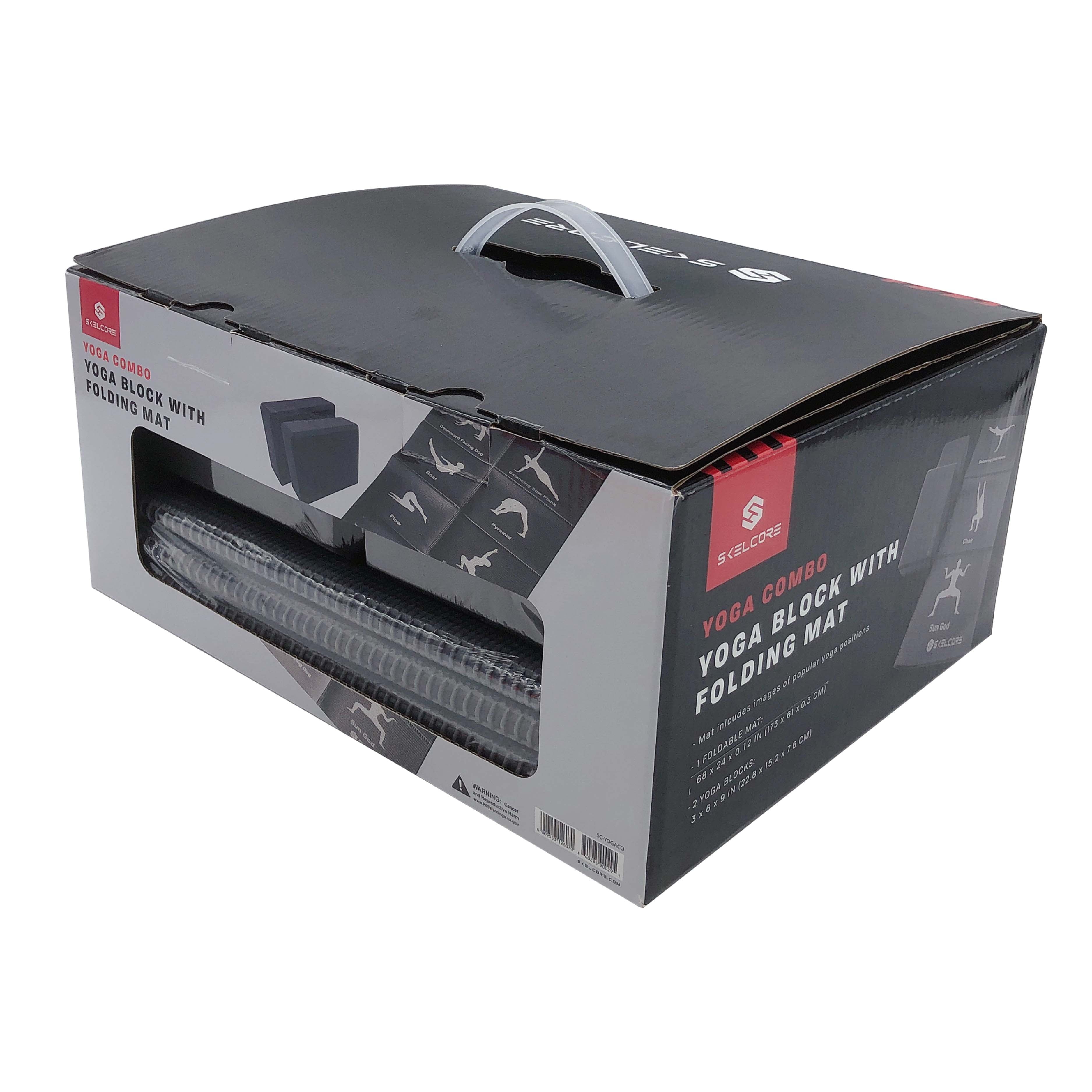 Yoga Starter Kit, Yoga Blocks and Folding Self-Guided 0.3Cm Thick Yoga Mat, PVC