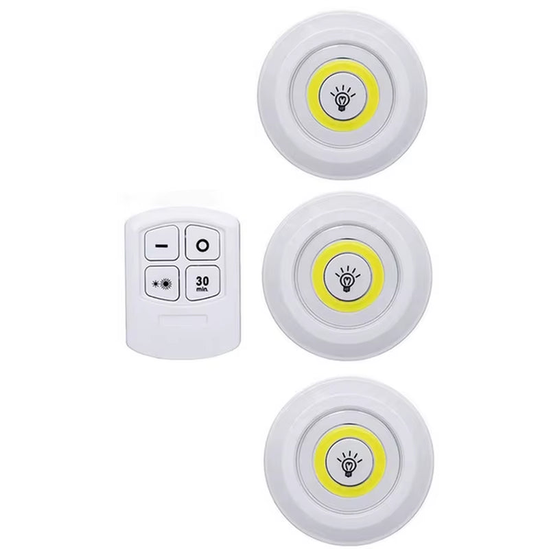 3W Super Bright Cob under Cabinet Light LED Wireless Remote Control Dimmable Wardrobe Night Lamp Home Bedroom Closet Kitchen