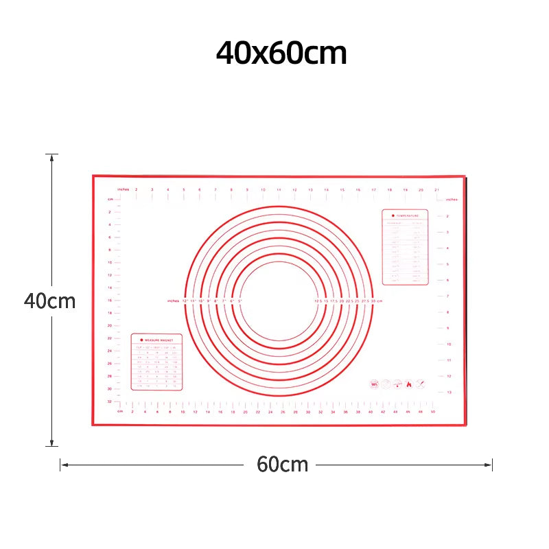Silicone Baking Mat Pad Baking Sheet Pizza Dough Maker Pastry Kitchen Gadgets Non-Stick Rolling Dough Mat Cooking Tools Bakeware