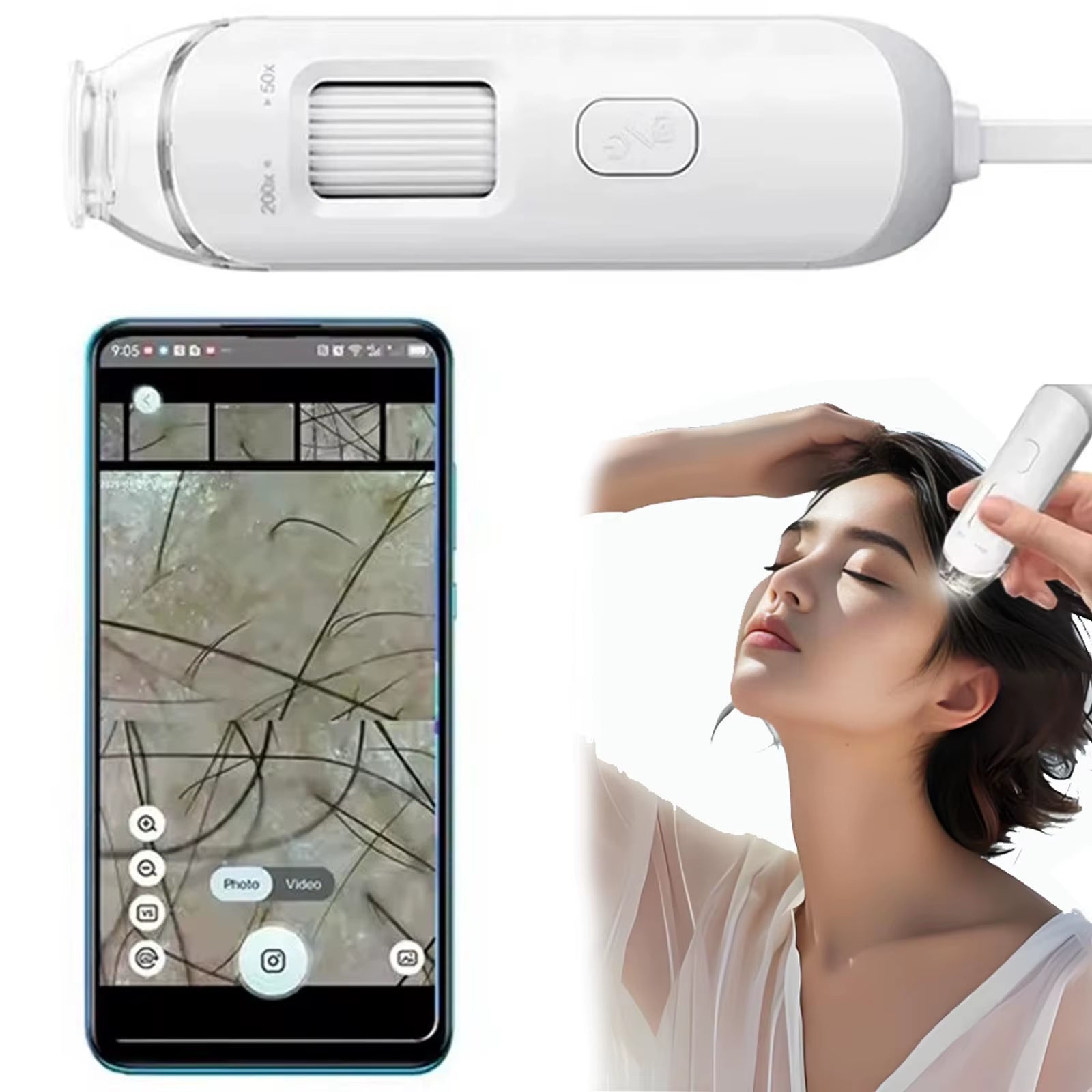 Electron Dermatoscope Scalp Camera Detection Professional Facial Skin Analyzer Machine Digital Microscope Pores Magnifier NEW