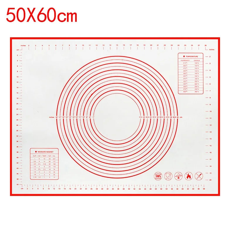 Large Size Silicone Kneading Pad Non-Stick Surface Rolling Dough Mat with Scale Kitchen Cooking Pastry Sheet Oven Liner Bakeware