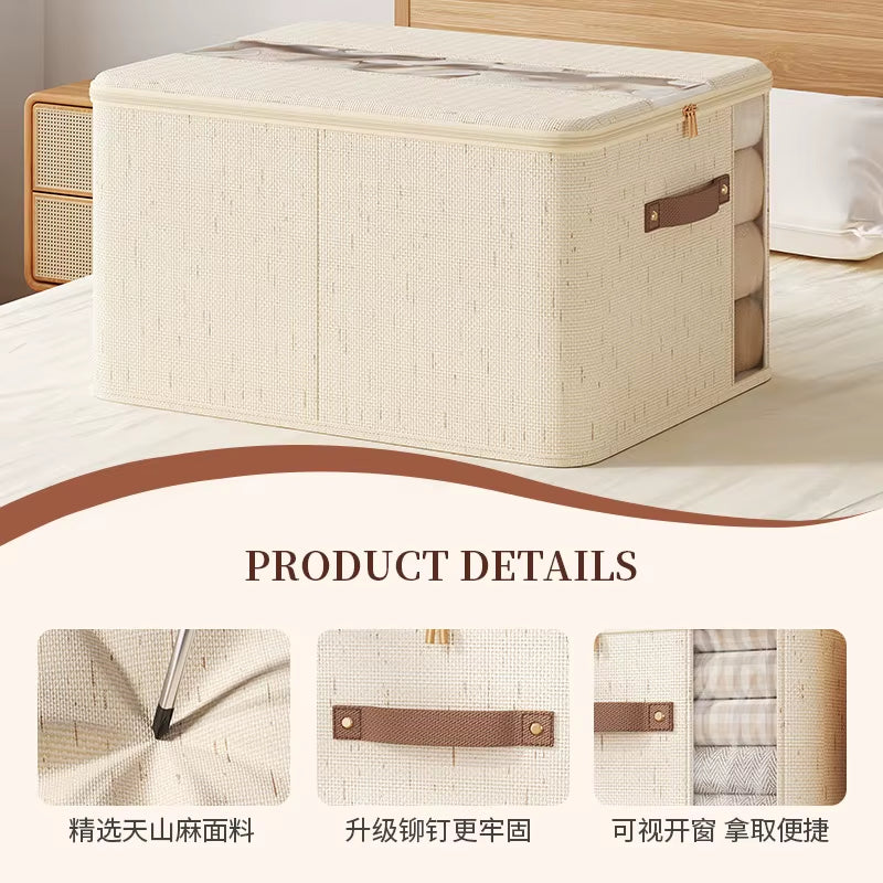 New Double Window Zipper Box, Quilt Storage Box, Large Capacity Clothing Storage Box Bedroom Storage Box,Home Fabric Storage Box
