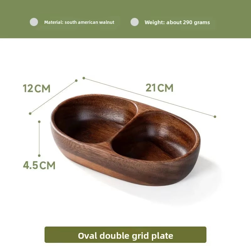 South American Walnut Wood Fruit Tray Divided Snack Plate Solid Wood Living Room Nut Fruit Plate Home Decorative Accessories