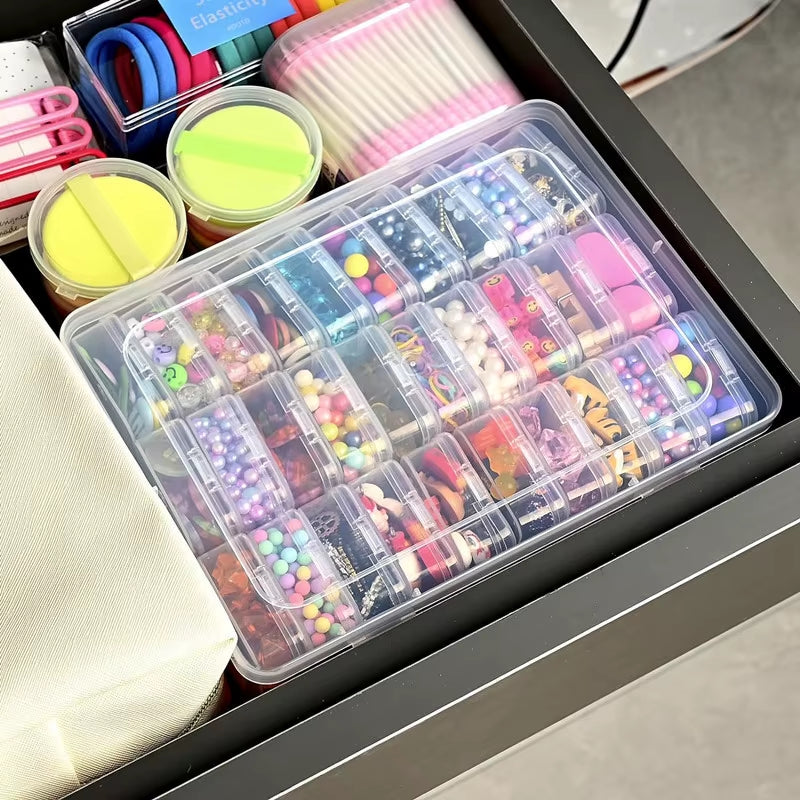 30Pcs Small Clear Plastic Bead Storage Box Bead Organizer Box Containers with Hinged Lid for Storage of Small Items