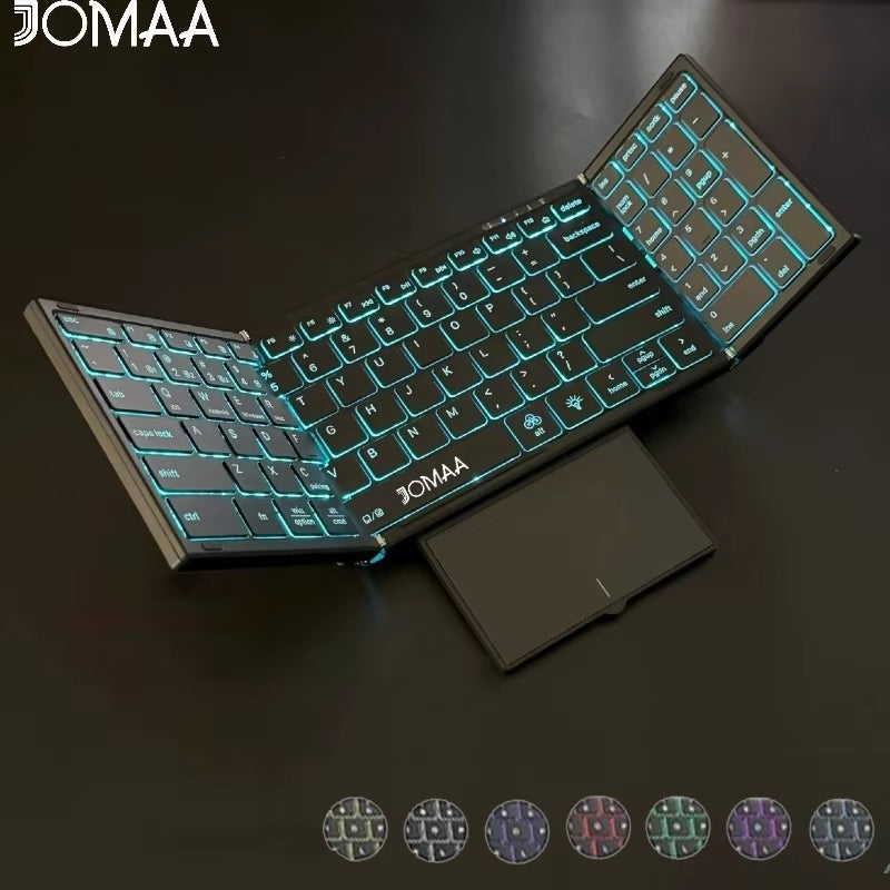 Backlit Full Size Folding Keyboard Bluetooth+Usb Wireless Keyboard with Touchpad Numberic Pad for Laptop Windows