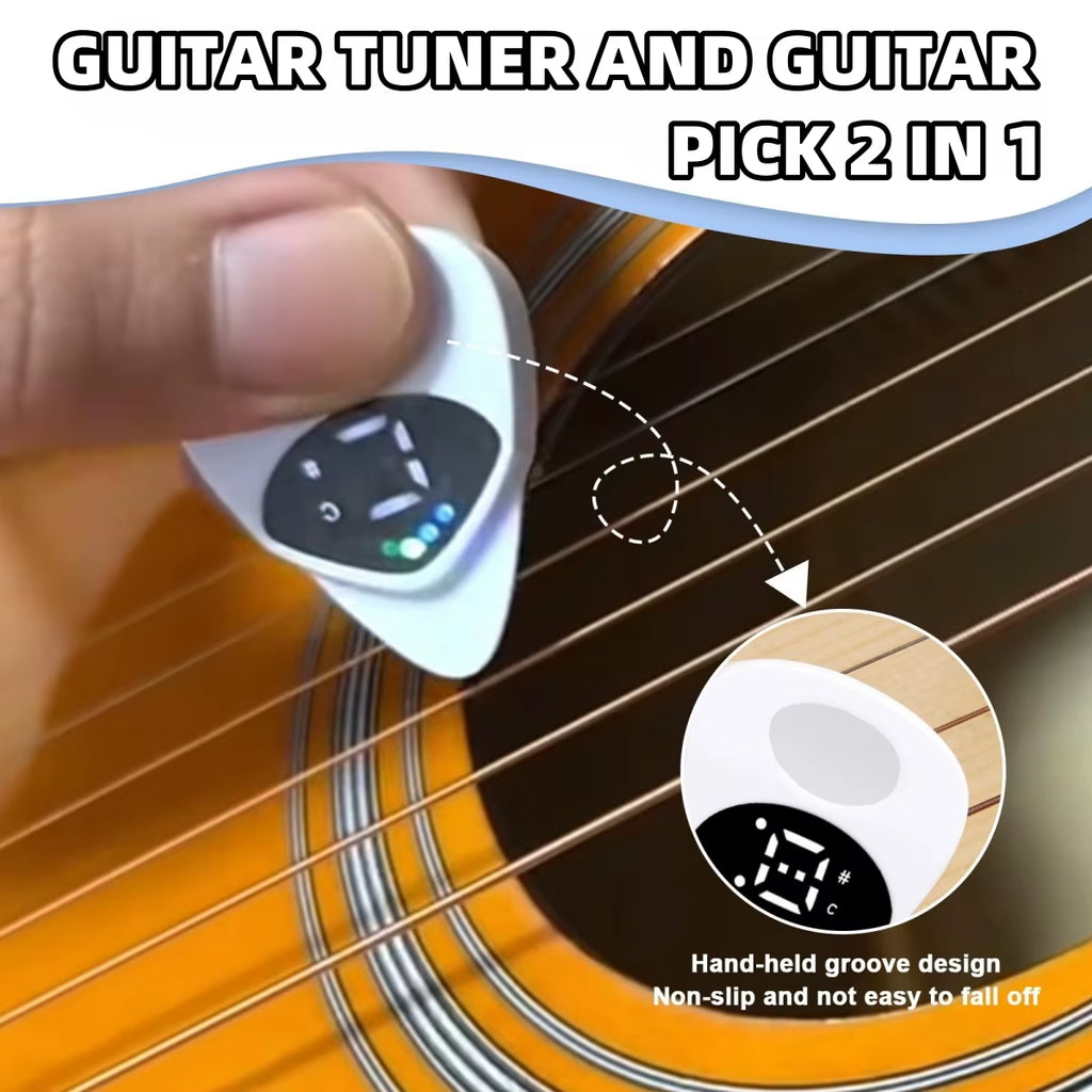 Miwayer 2-In-1 Guitar Pick Tuner/Digital Guitar Pick Tuner W/Led Screen Display/ for Electric & Bass,Ukulele/12 Equal Temperamen