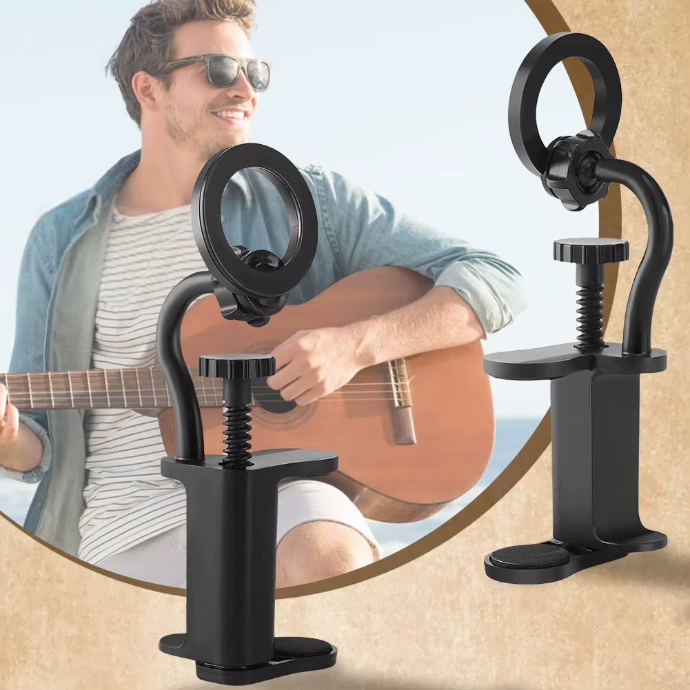 2025 Adjustable Magnetic Guitar Phone Holder Non-Slip Strong Magnetic Musical Instrument Phone Stand Stable Support with Clip