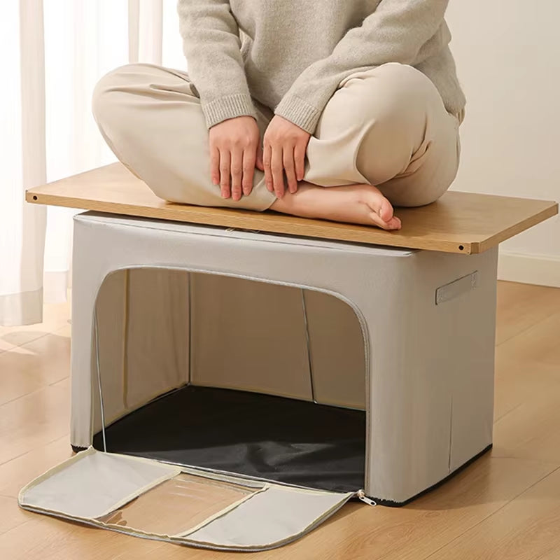 Foldable Large Capacity Clothing Storage Box Single Window Visible Fabric Dustproof Moisture-Proof Multi-Purpose Storage Box