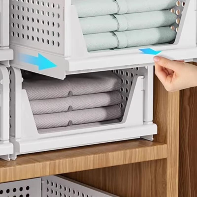 Clothes Storage Drawer High-Capacity Foldable Plastic Storage Box Household Stackable Drawer Organization Household Accessories