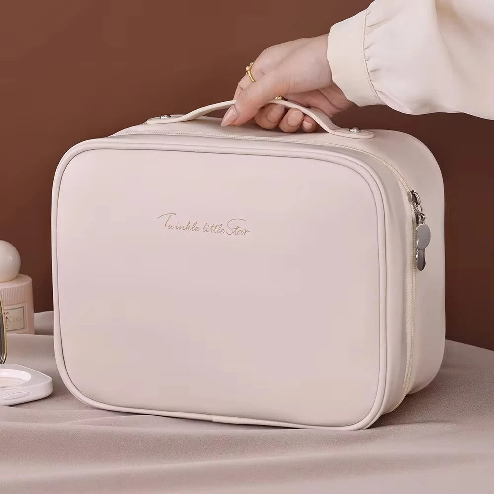 1Pcs Multi-Compartment Toiletry Cosmetics Bag Women Travel Storage Makeup Bag PU Leather Waterproof Make up Bag