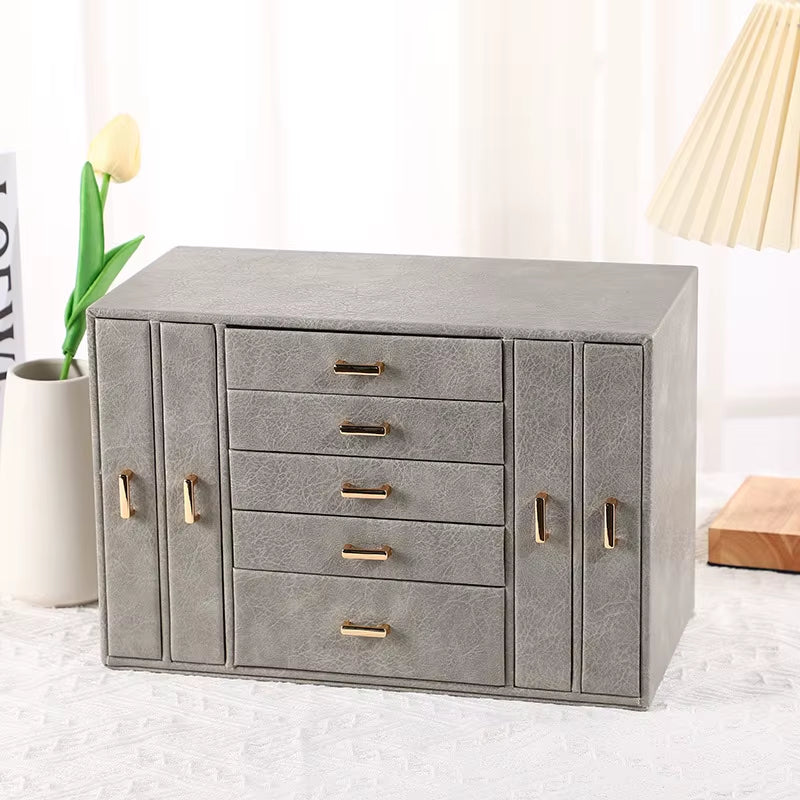 Jewelry Box Jewelry Organizer 6 Tier Jewelery Case Storage with Lock Mirror Jewelry Chest Large Jewellery Organizer for Earrings