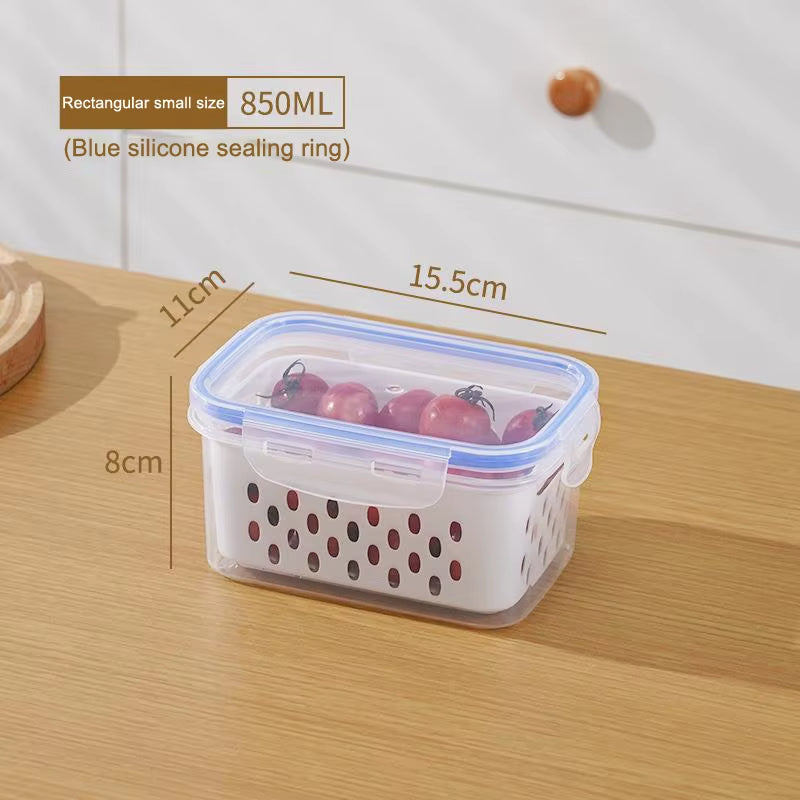 Fresh Vegetable Fruit Boxes Drain Basket Storage Containers Refrigerator Storage Box Fridge Organizer Pantry Kitchen Organizer