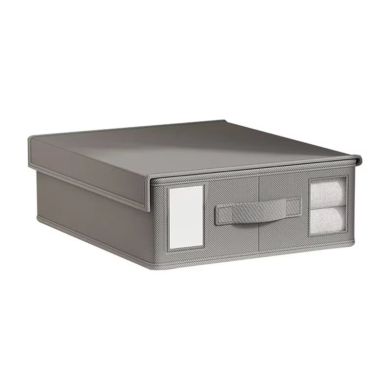 Foldable Non-Woven Fabric Clothing Storage Box with Cover and Visual Window for Home Use Wardrobe Bed Sheet Organizer Box
