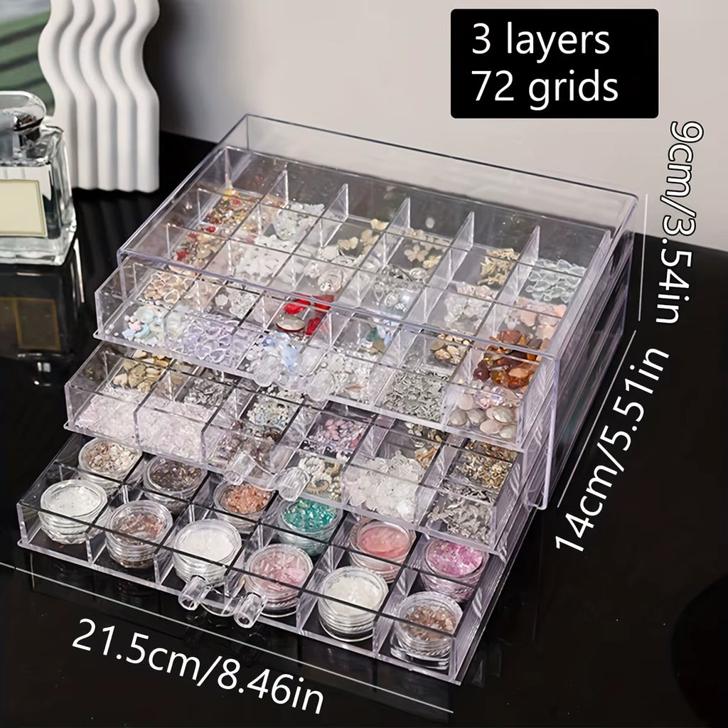 1Pc Acrylic 3-Layer/5-Layer Jewelry Nail Accessories Storage Box, Transparent Ring Jewelry Display Box Room Aesthetic Decoration