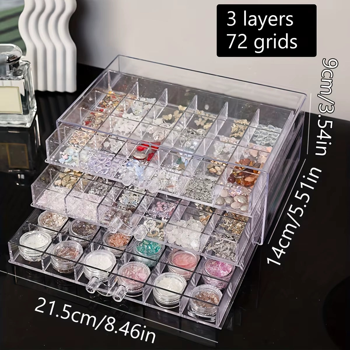 1Pc Acrylic 3-Layer/5-Layer Jewelry Nail Accessories Storage Box, Transparent Ring Jewelry Display Box Room Aesthetic Decoration