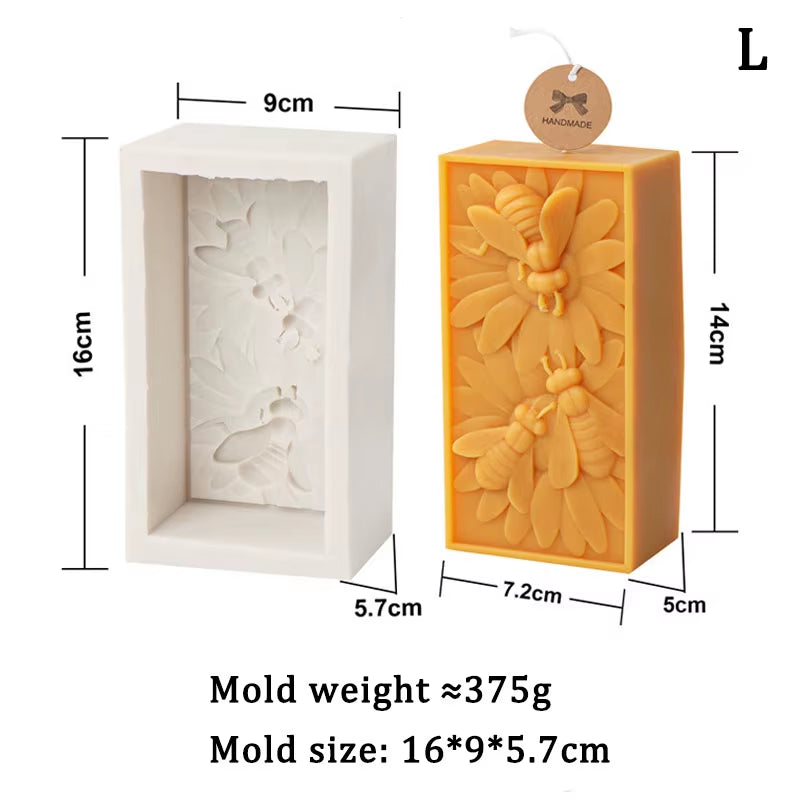 Bee Honeycomb Flower Candle Silicone Mold Rectangle Bee Wax Soap Making Mould Gypsum Candle Resin Tool Chocolate Baking Kit Gift