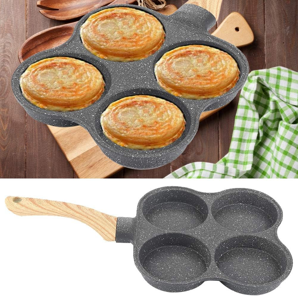 4-Hole Egg Frying Pan 4- Pan Non-Stick Frying Pan 4-Cup Egg Frying Coating Egg Cooker Pan Compatible with All Heat Sources,For Egg Burger/Breakfast Pancake