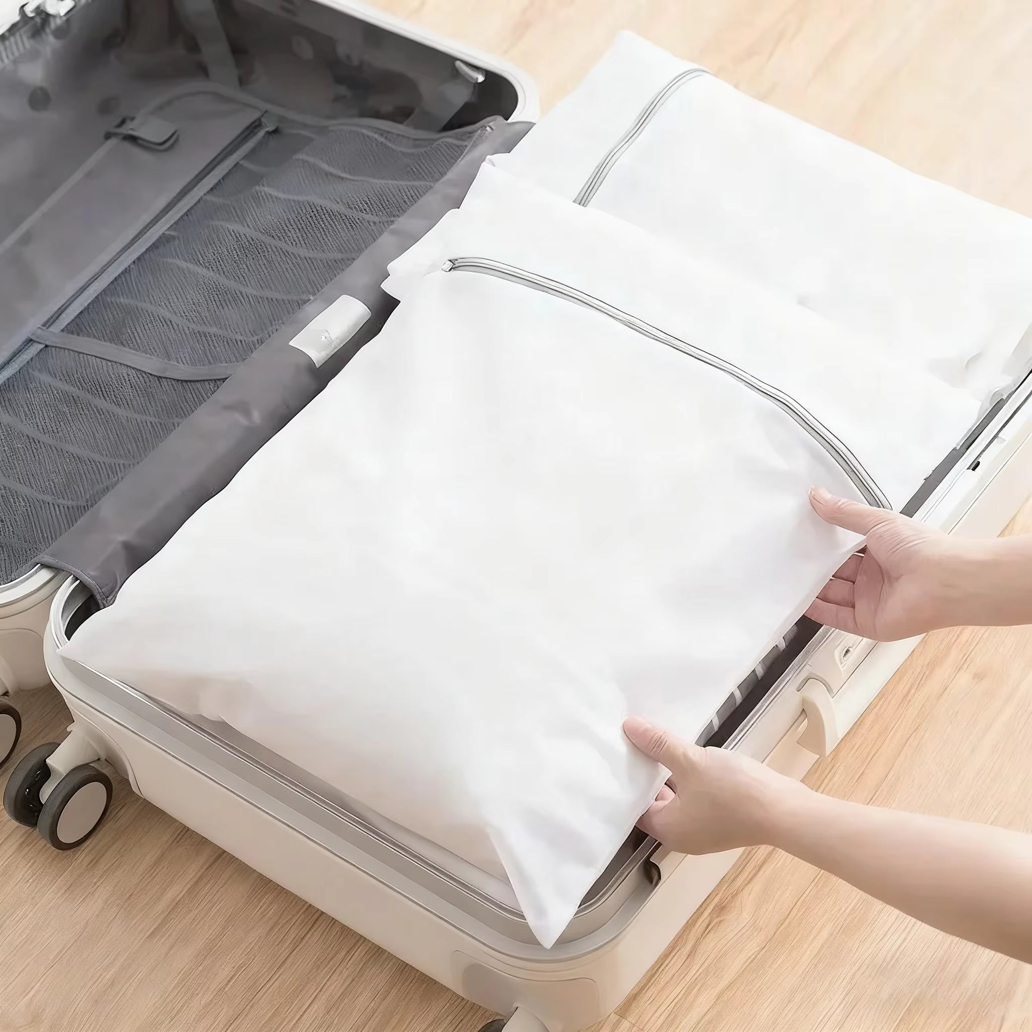 4/3 Pcs Mesh Laundry Bags Set Delicate Lingerie Wash Bags Anti-Deformation Winding College Dormitory Dirty Clothes Storage Bags