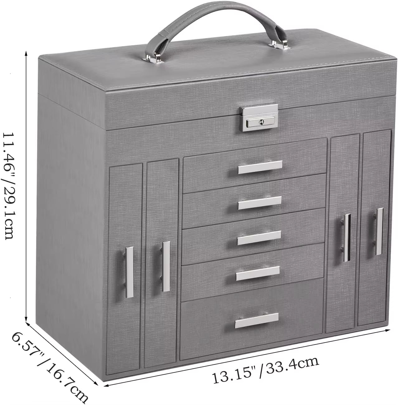 Jewelry Box Jewelry Organizer 6 Tier Jewelery Case Storage with Lock Mirror Jewelry Chest Large Jewellery Organizer for Earrings