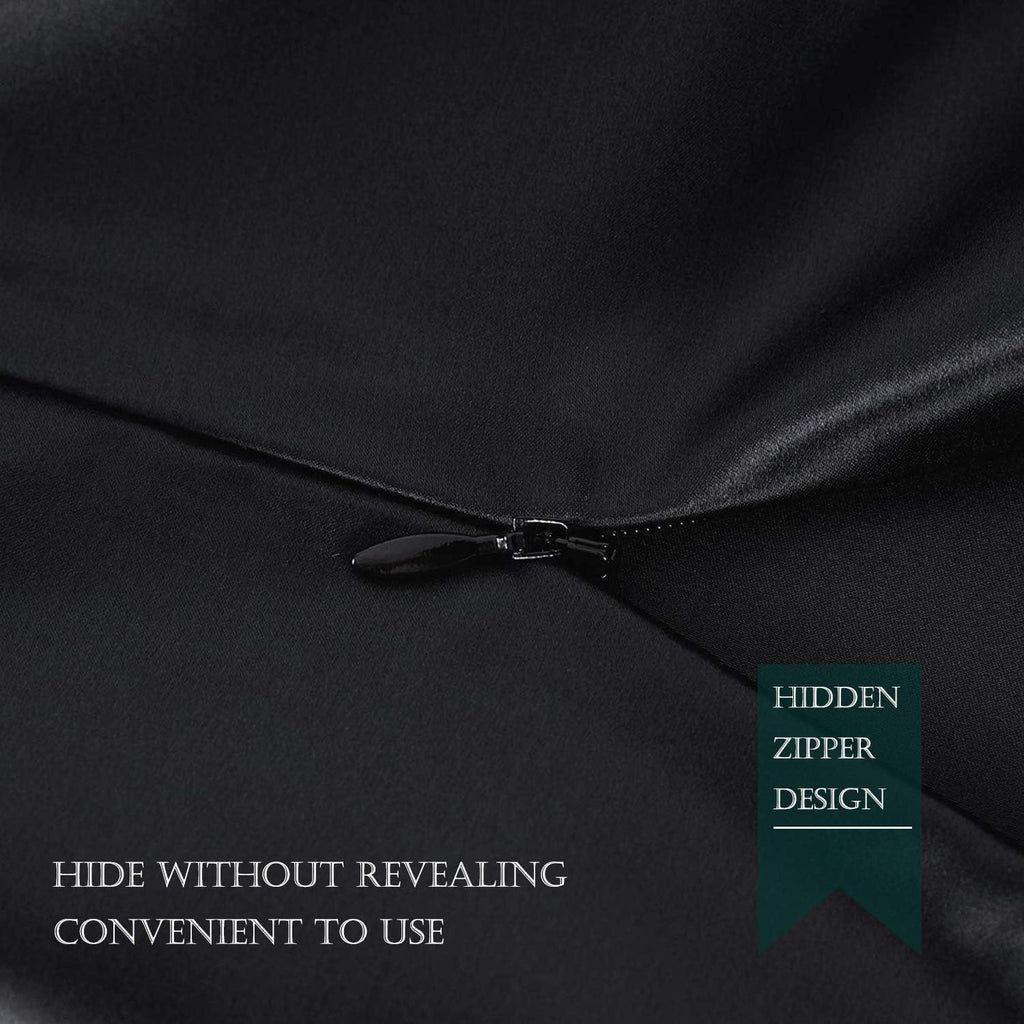 100% Mulberry Silk Pillowcase for Hair and Skin, Both Side 19 Momme Silk Pillowcase, 1Pc (Standard 20''X26'', Black)