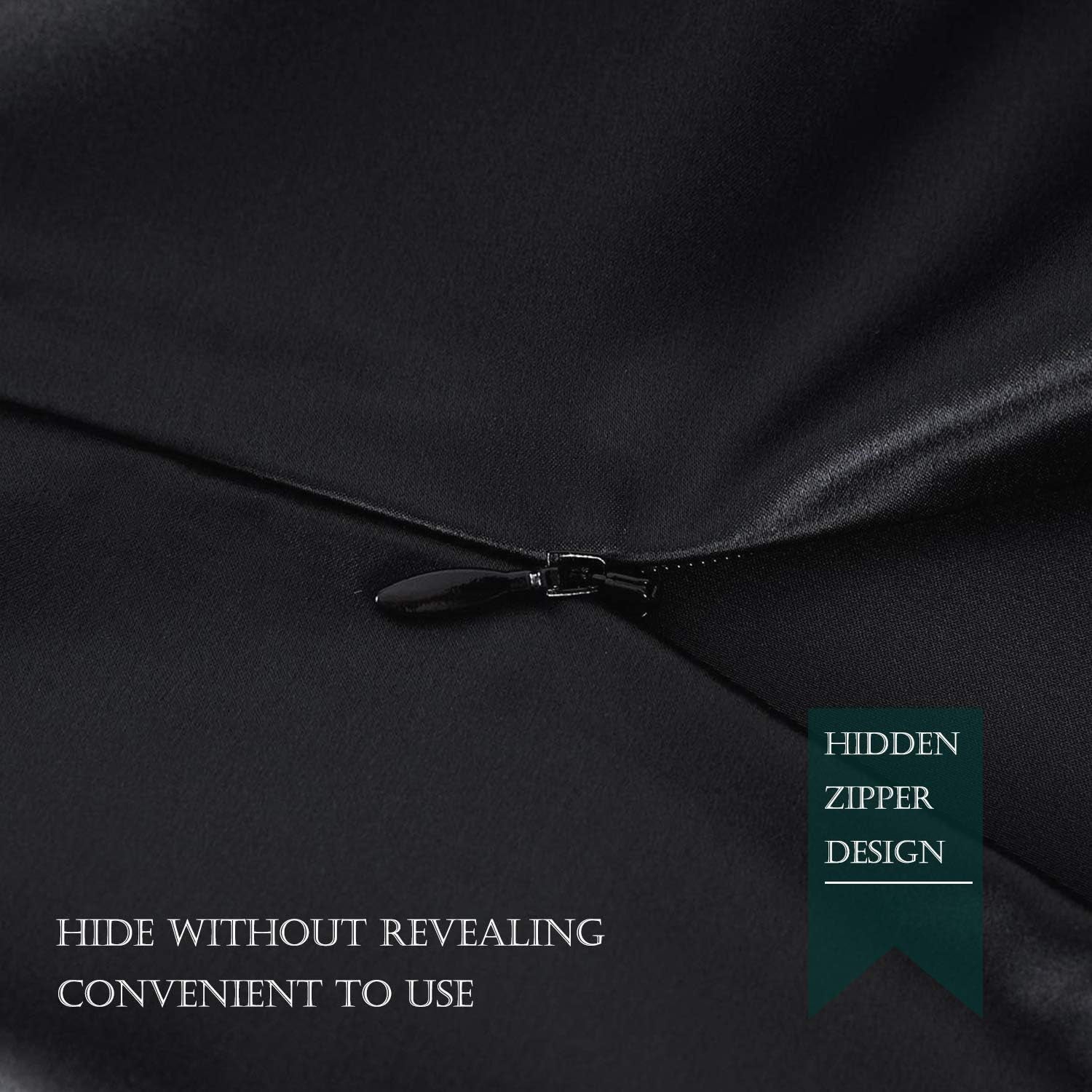 100% Mulberry Silk Pillowcase for Hair and Skin, Both Side 19 Momme Silk Pillowcase, 1Pc (Standard 20''X26'', Black)