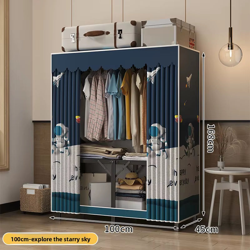 Sturdy Frame Folding Clothes Wardrobe Durable Tool Free Assembly Portable Storage Closet Bedroom Apartment Rental Furniture