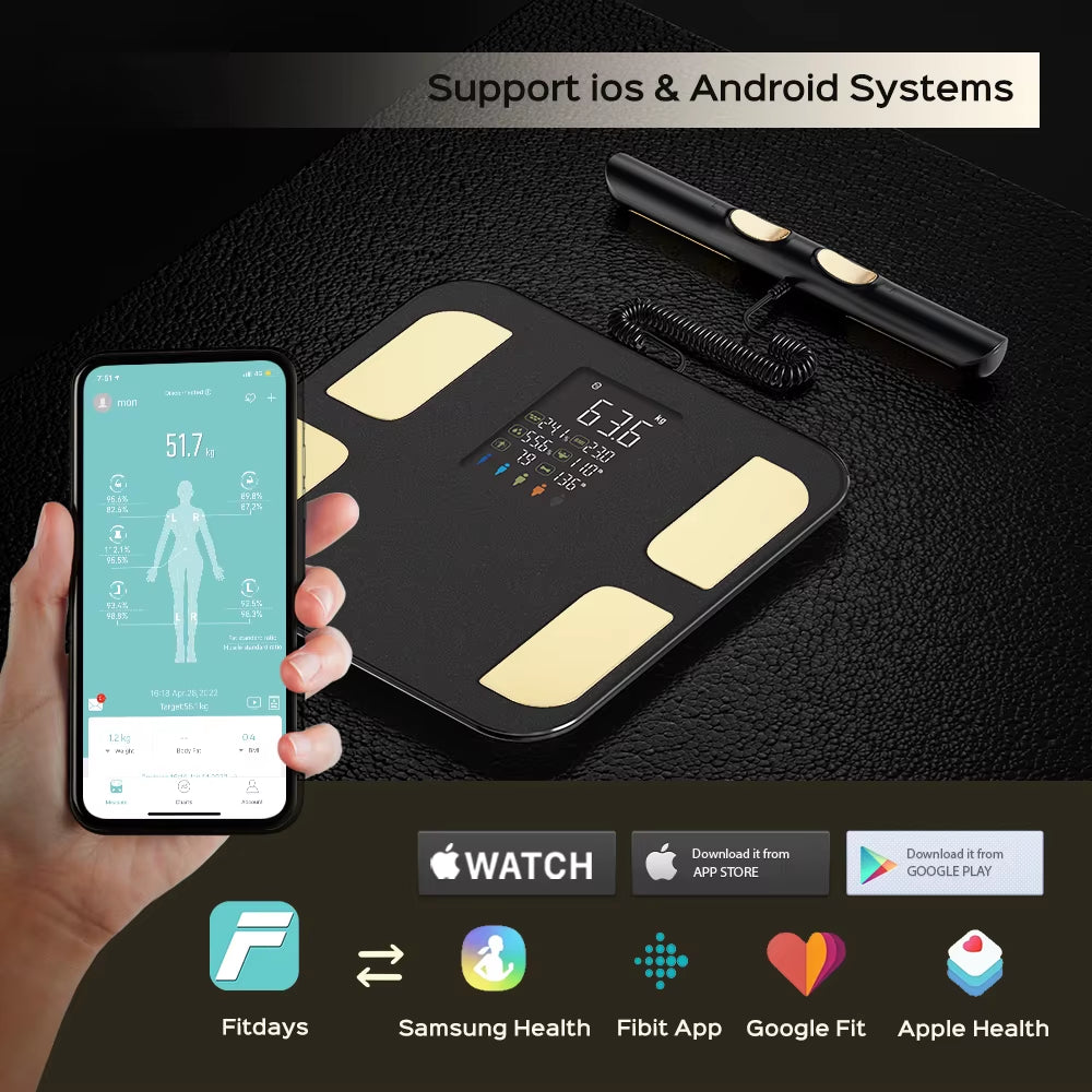 8 Electrode Smart Body Scale Smart Full Body Composition Bioimpedance Scale Digital Body Fat Weight Scale Balance