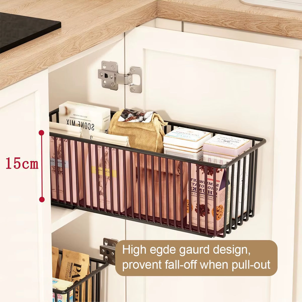 Pull Out Cabinet Organizer, 2 Pack Slide Out Drawers Pantry Shelves under Sink Clutter Organizer, Storage for Kitchen Bathroom
