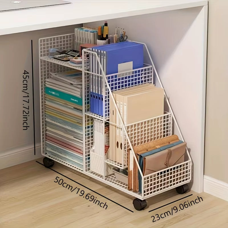 Compact Under-Desk Rolling Cart - 3-Tier Space-Saving Organizer W/ Wheels | Perfect Fit for Home Office & Desk Storage
