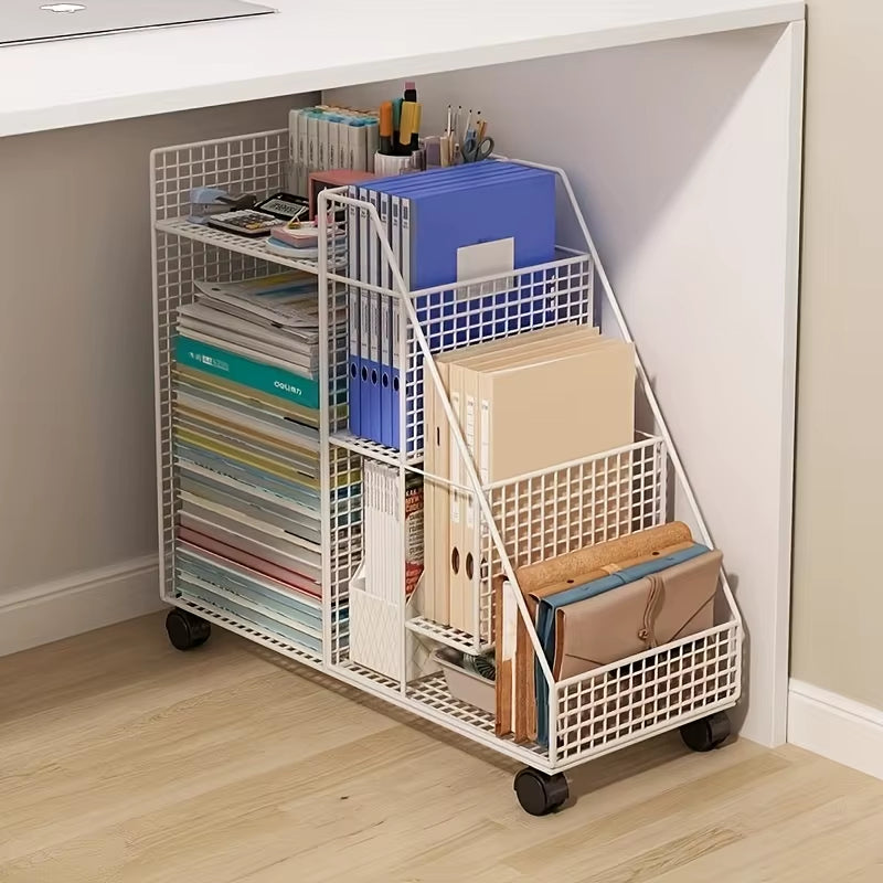 Compact Under-Desk Rolling Cart - 3-Tier Space-Saving Organizer W/ Wheels | Perfect Fit for Home Office & Desk Storage