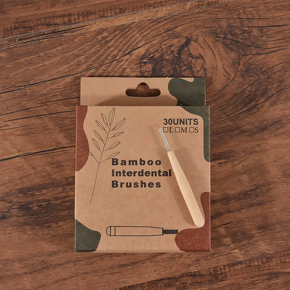 30Pcs Bamboo Interdental Brush Teeth Cleaning Tools between Teeth Cleaner Deep Clean Toothpick Biodegradable Fio Dental 0.4Mm