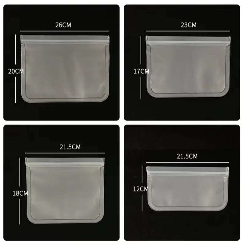 Eco Friendly PEVA Reusable Zipper Bags for Sweets Food Storage Bags Freezer Safe Leakproof Gift Wrapping Bags Home Organizer