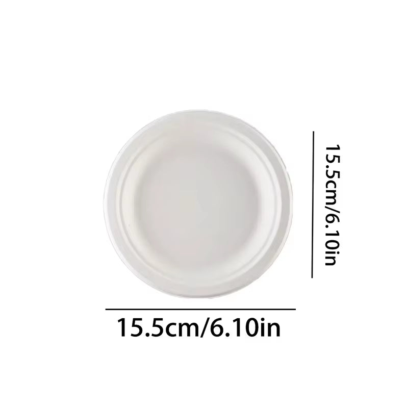 50Pcs/Set Disposable round Plates Pulp Lunch Boxes Disposable Paper Plates Light Takeaway Salad Soup Noodle Square Bowls