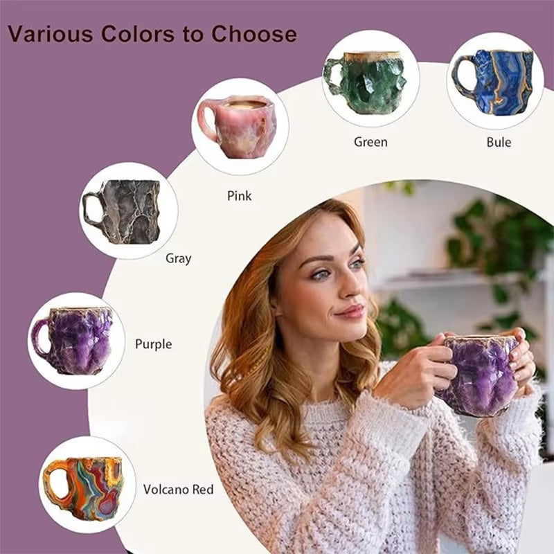 Mineral Crystal Coffee Mug 2025 New Multi-Colored Elegant Crystal Christmas Mugs Gift for Home and Office Kitchen Supplies