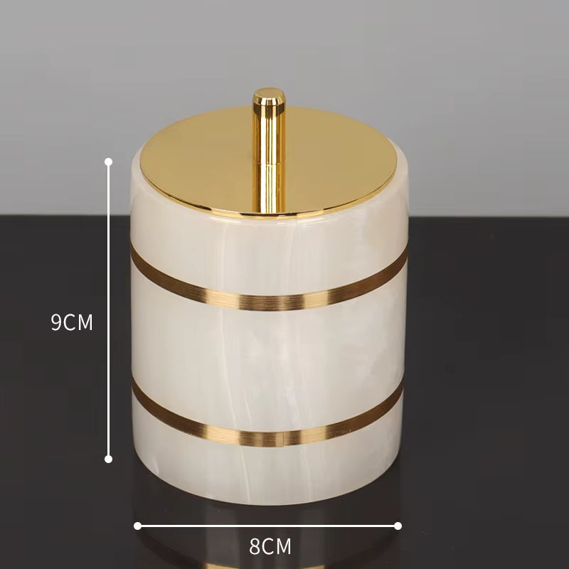 White Onyx Natural Marble Bathroom Accessories Set Gold Luxury Soap Dispenser Soap Dish Tray Toothbrush Holder Bathroom Set