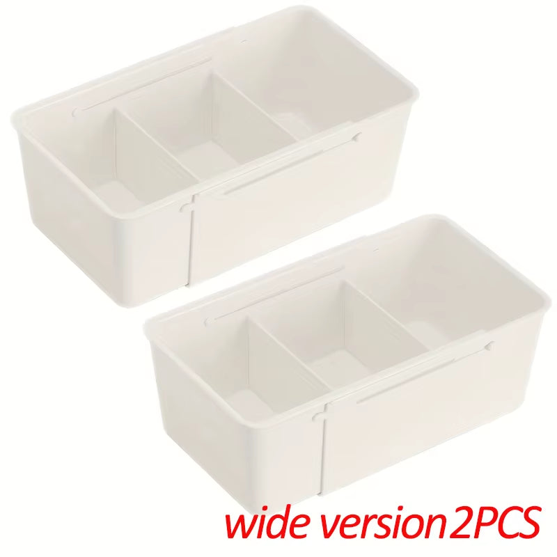 Compartment Storage Box Adjustable Functional Retractable Storage Box Home Storage Drawer with Divider Compartmentalized Design
