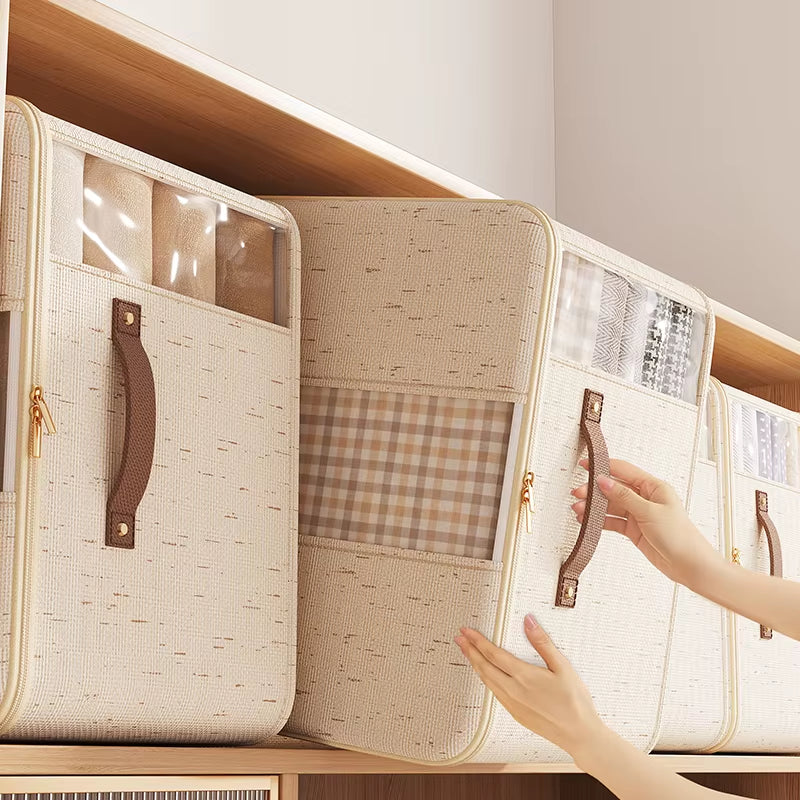 New Double Window Zipper Box, Quilt Storage Box, Large Capacity Clothing Storage Box Bedroom Storage Box,Home Fabric Storage Box