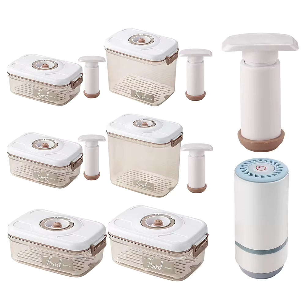 Vacuum Food Storage Box Food Storage Container with Time Compass & Air Pump Sealed Food Storage Box for Meat Fruits Vegetables
