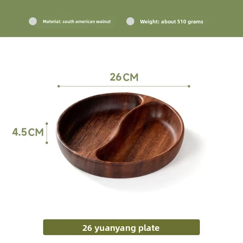 South American Walnut Wood Fruit Tray Divided Snack Plate Solid Wood Living Room Nut Fruit Plate Home Decorative Accessories