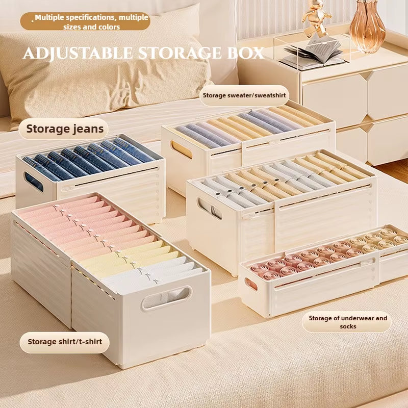 Adjustable Clothes Storage Box Closet Organizer Categorized Clothing Organizer Kitchen Cabinet Storage Bin Home Organizer