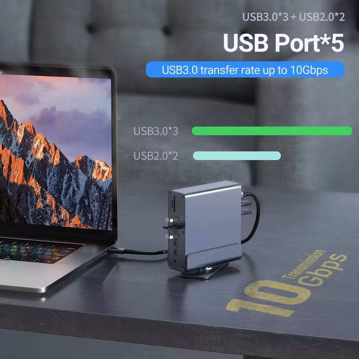 15 in 1 Hub Type-C Docking Station 4K@60Hz HDMI Displayport USB a RJ45 SD TF Audio 3.5Mm Port Adapter for Macbook Pro Laptop PC