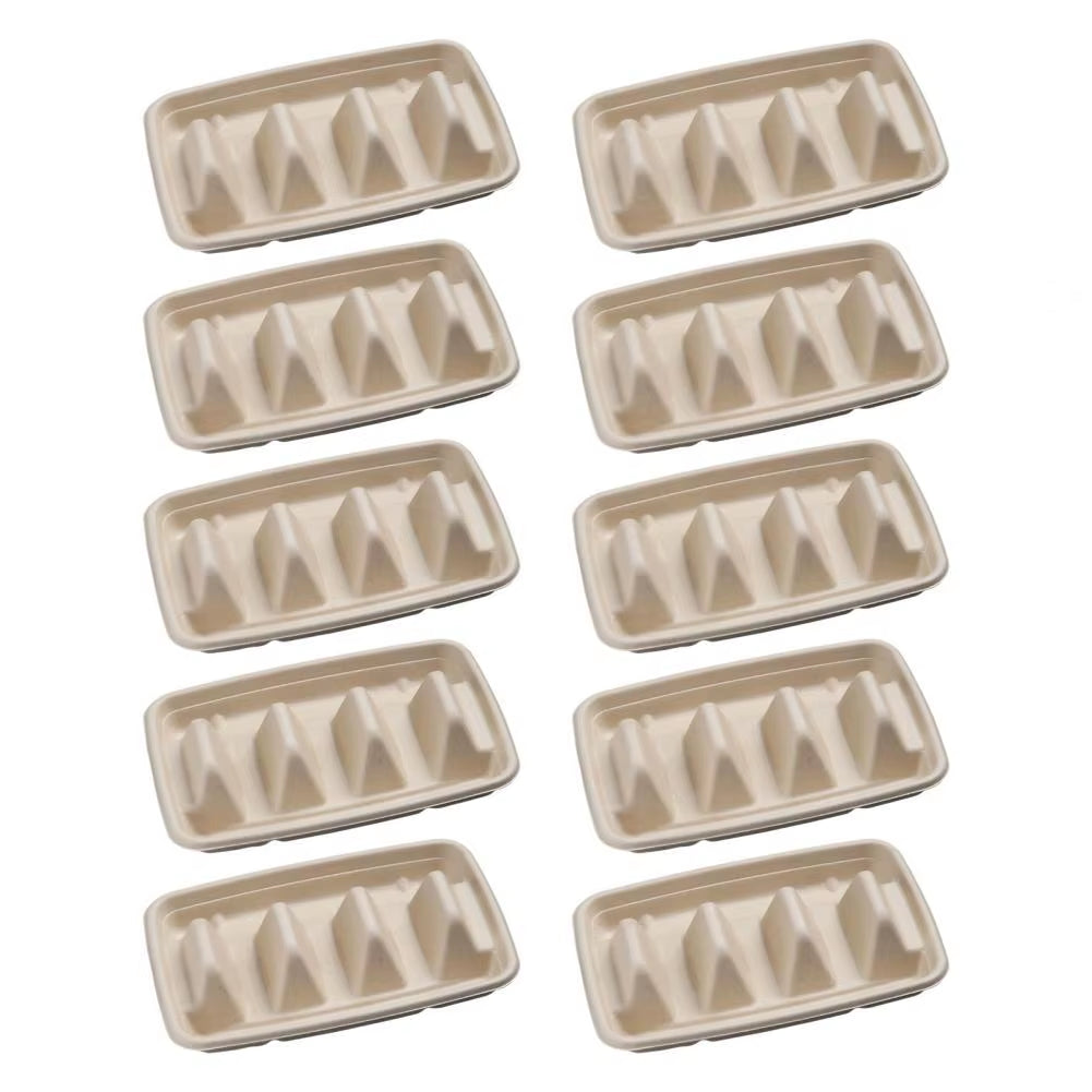 10Pcs Disposable Taco Holders Tray Holder with Dividers Eco-Friendly Taco Plates Packaging Box Event Taco Bar Serving Set