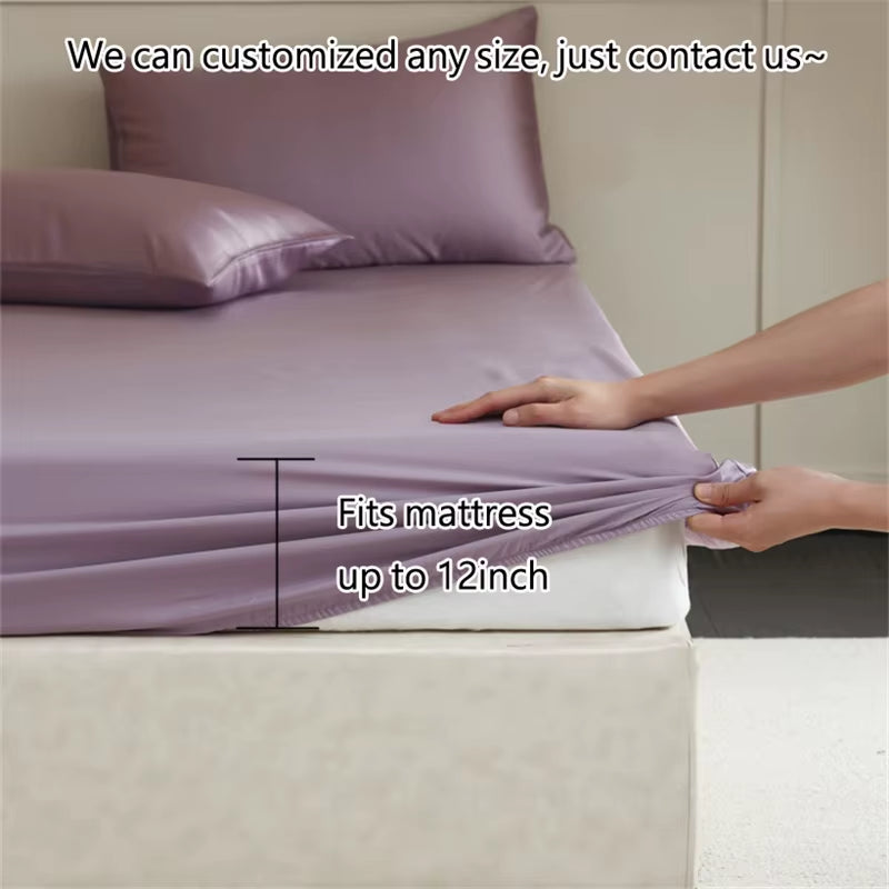 23Mm Mulberry Silk Fitted Sheets 100% 23 Momme Natural Silk Bed Sheet Luxury Smooth Mattress Cover Breathable Soft Bedding Sheet