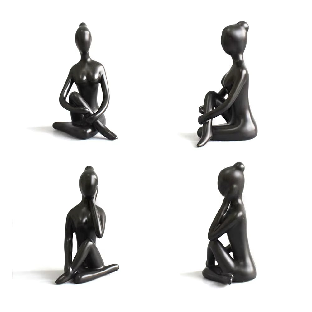 24 Styles Creative Abstract Art Ceramic Yoga Poses Sculptures Figurines Craft Yoga Lady Figure Studio Office Home Decor Ornament