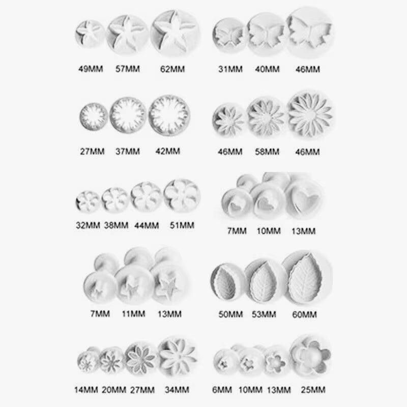 33Pcs/Set Plunger Fondant Cutter Cake Tools Cookie Molds Biscuit Mould DIY Craft 3D Bakeware Kits New